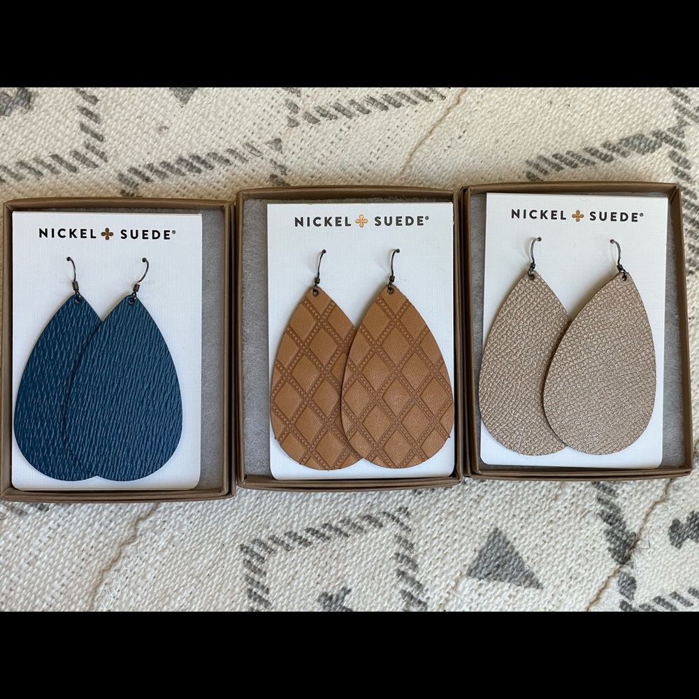 Nickel and Suede earring bundle, Medium Teardrops